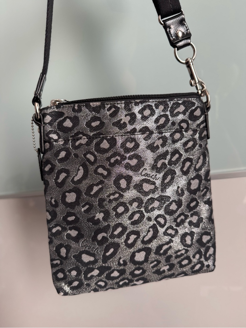 COACH Ocelot Black & Silver Crossbody Bag - Picture 2 of 6